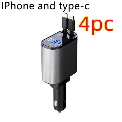 Metal Car Charger 100W Super Fast Charging Car Cigarette Lighter USB 