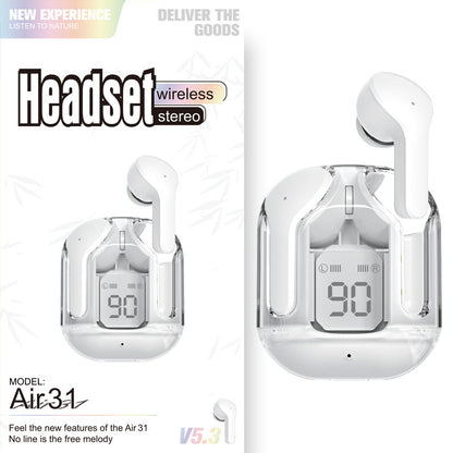 New Mini Transparent Wireless Bluetooth Headset Digital Display Music