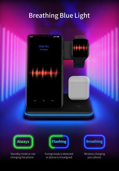 Compatible Mobile Phone Watch Earphone Charger 3 In 1 Wireless Stand