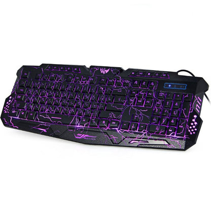 J10 tricolor backlight wired gaming keyboard set colorful luminous 