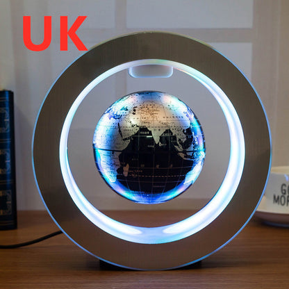Round LED World Map Floating Globe Magnetic Levitation Light Anti 