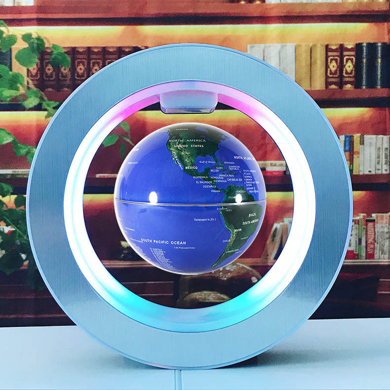 Round LED World Map Floating Globe Magnetic Levitation Light Anti 