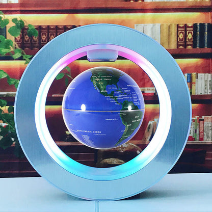 Round LED World Map Floating Globe Magnetic Levitation Light Anti 
