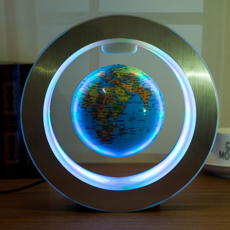 Round LED World Map Floating Globe Magnetic Levitation Light Anti 