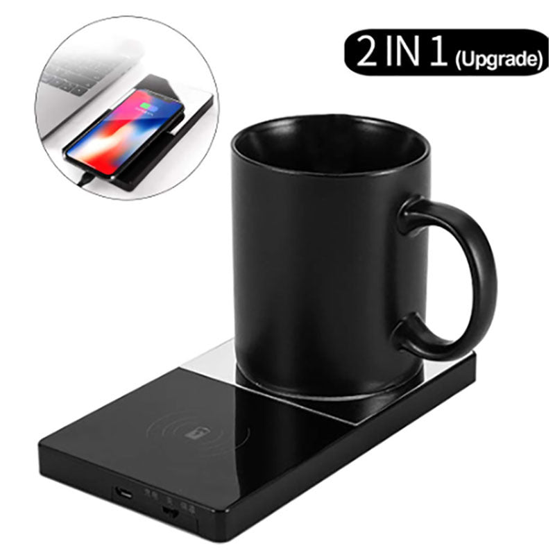 2 In 1 Heating Mug Cup Warmer Electric Wireless Charger For Home Milk