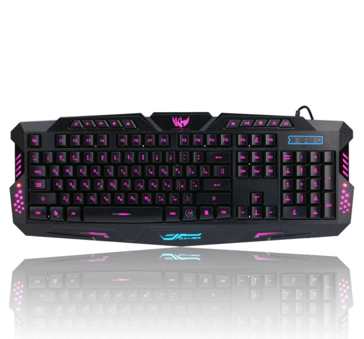 J10 tricolor backlight wired gaming keyboard set colorful luminous 