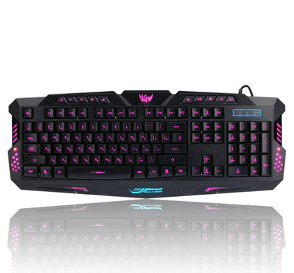 J10 tricolor backlight wired gaming keyboard set colorful luminous 