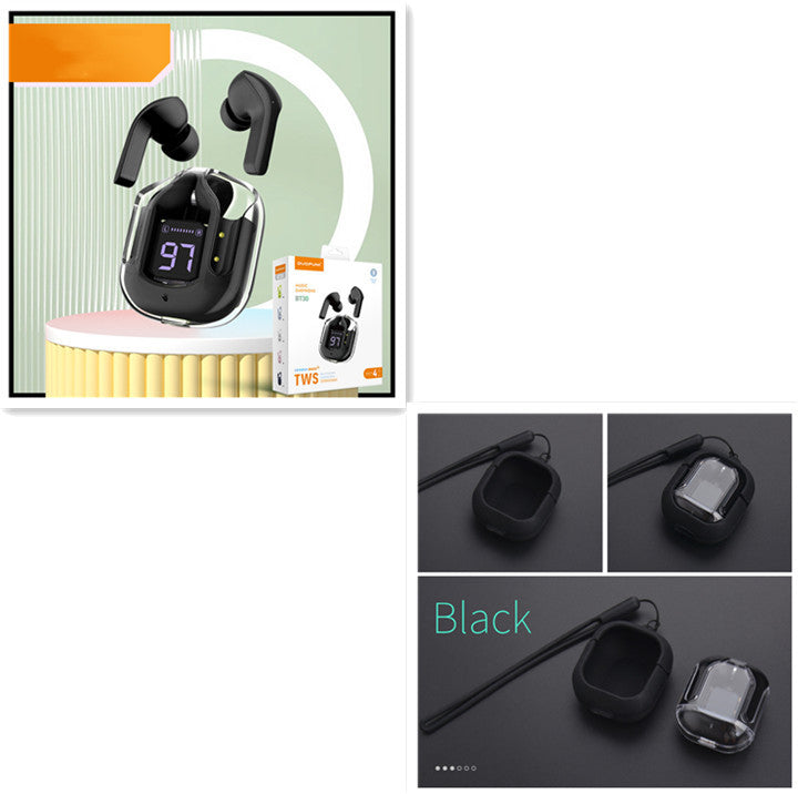 New Mini Transparent Wireless Bluetooth Headset Digital Display Music