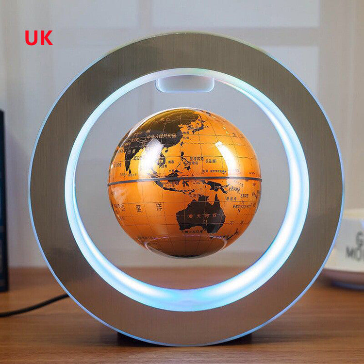 Round LED World Map Floating Globe Magnetic Levitation Light Anti 