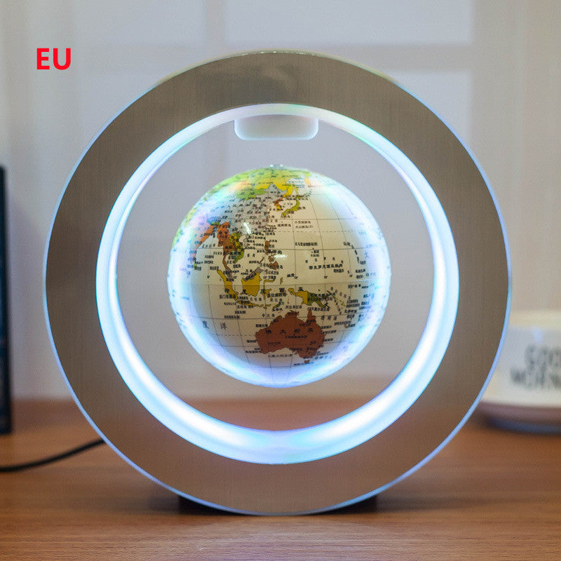 Round LED World Map Floating Globe Magnetic Levitation Light Anti 