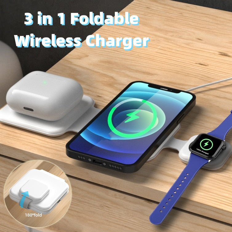 3 In 1 Magnetic Foldable Wireless Charger Charging Station Multidevice
