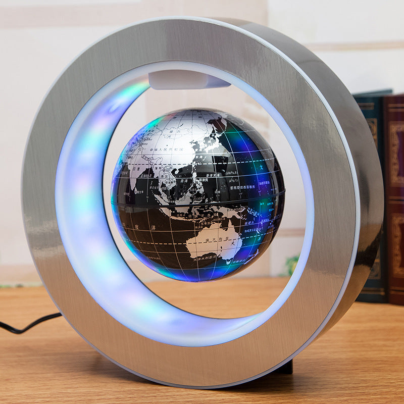 Round LED World Map Floating Globe Magnetic Levitation Light Anti 