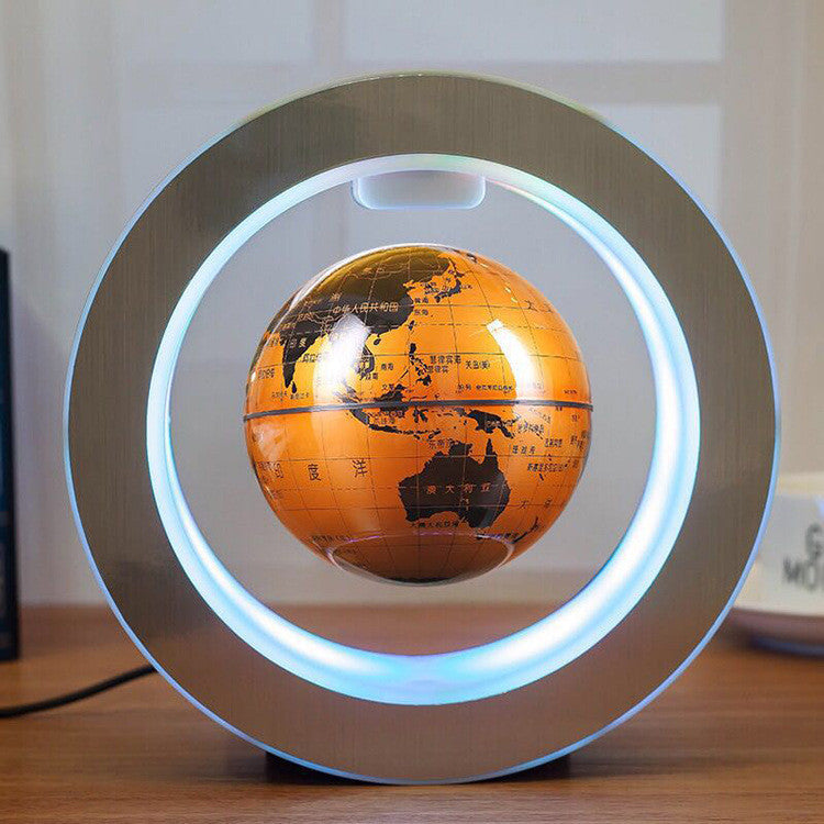 Round LED World Map Floating Globe Magnetic Levitation Light Anti 