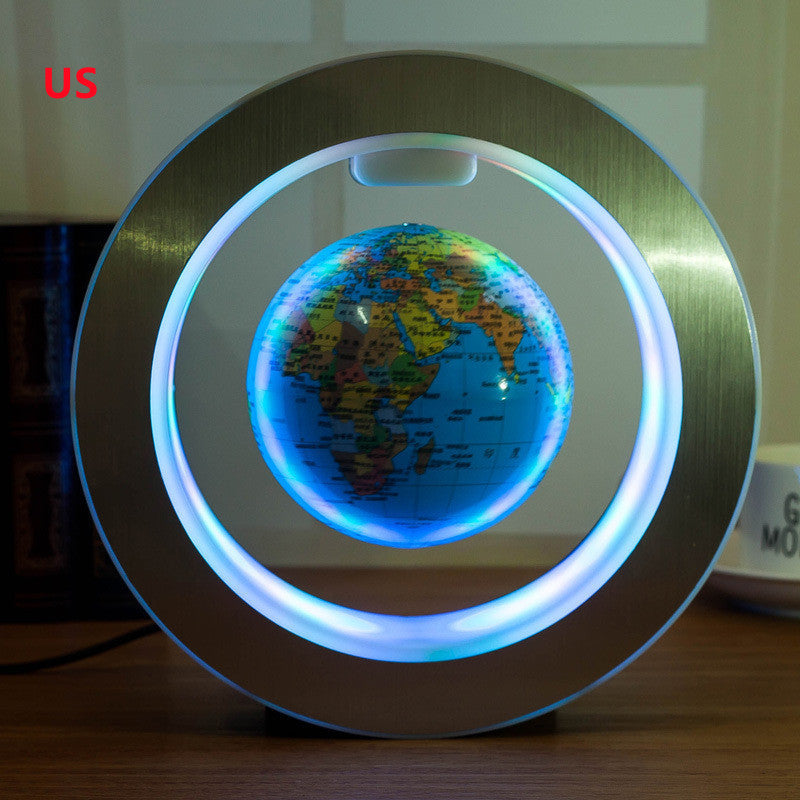 Round LED World Map Floating Globe Magnetic Levitation Light Anti 