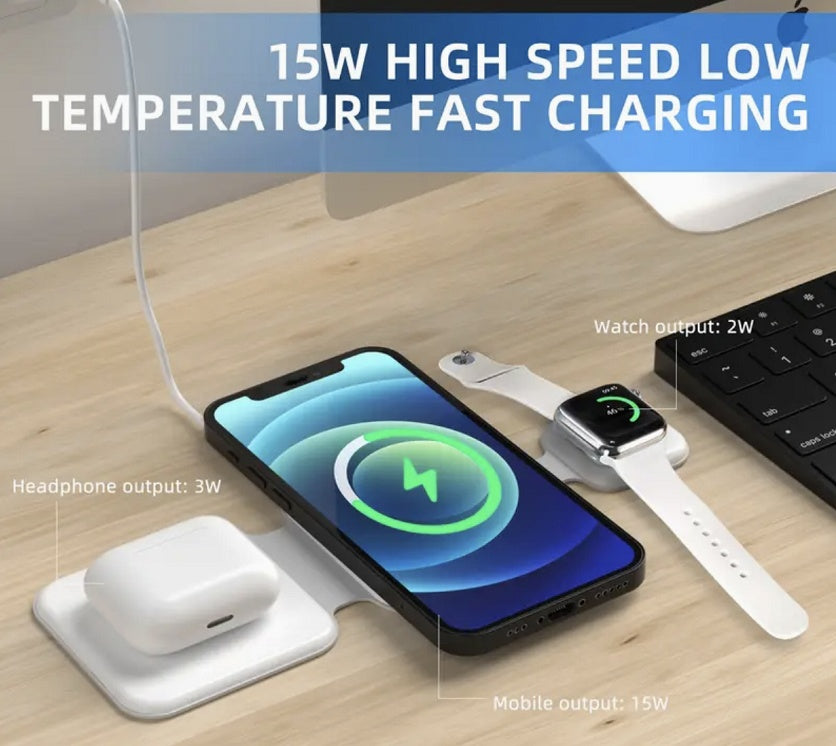 3 In 1 Magnetic Foldable Wireless Charger Charging Station Multidevice