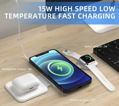 3 In 1 Magnetic Foldable Wireless Charger Charging Station Multidevice