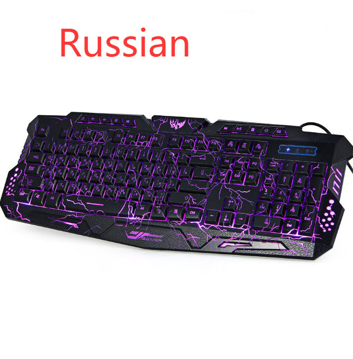 J10 tricolor backlight wired gaming keyboard set colorful luminous 