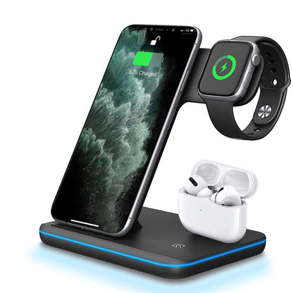 Compatible Mobile Phone Watch Earphone Charger 3 In 1 Wireless Stand