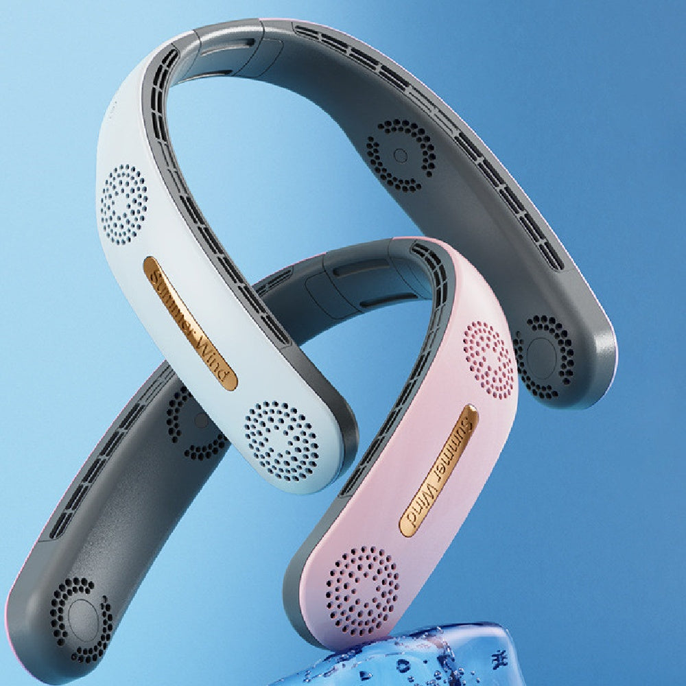 Lazy Mute Outdoor Sports USB Folding Leafless Hanging Neck ElectricFan