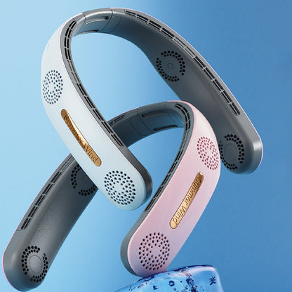 Lazy Mute Outdoor Sports USB Folding Leafless Hanging Neck ElectricFan