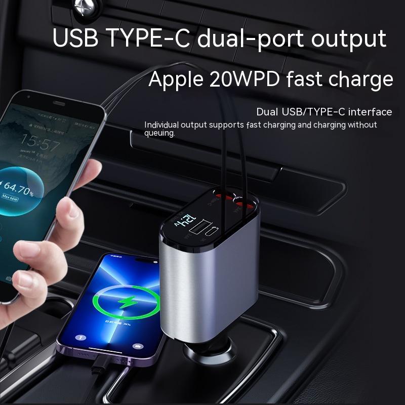 Metal Car Charger 100W Super Fast Charging Car Cigarette Lighter USB 