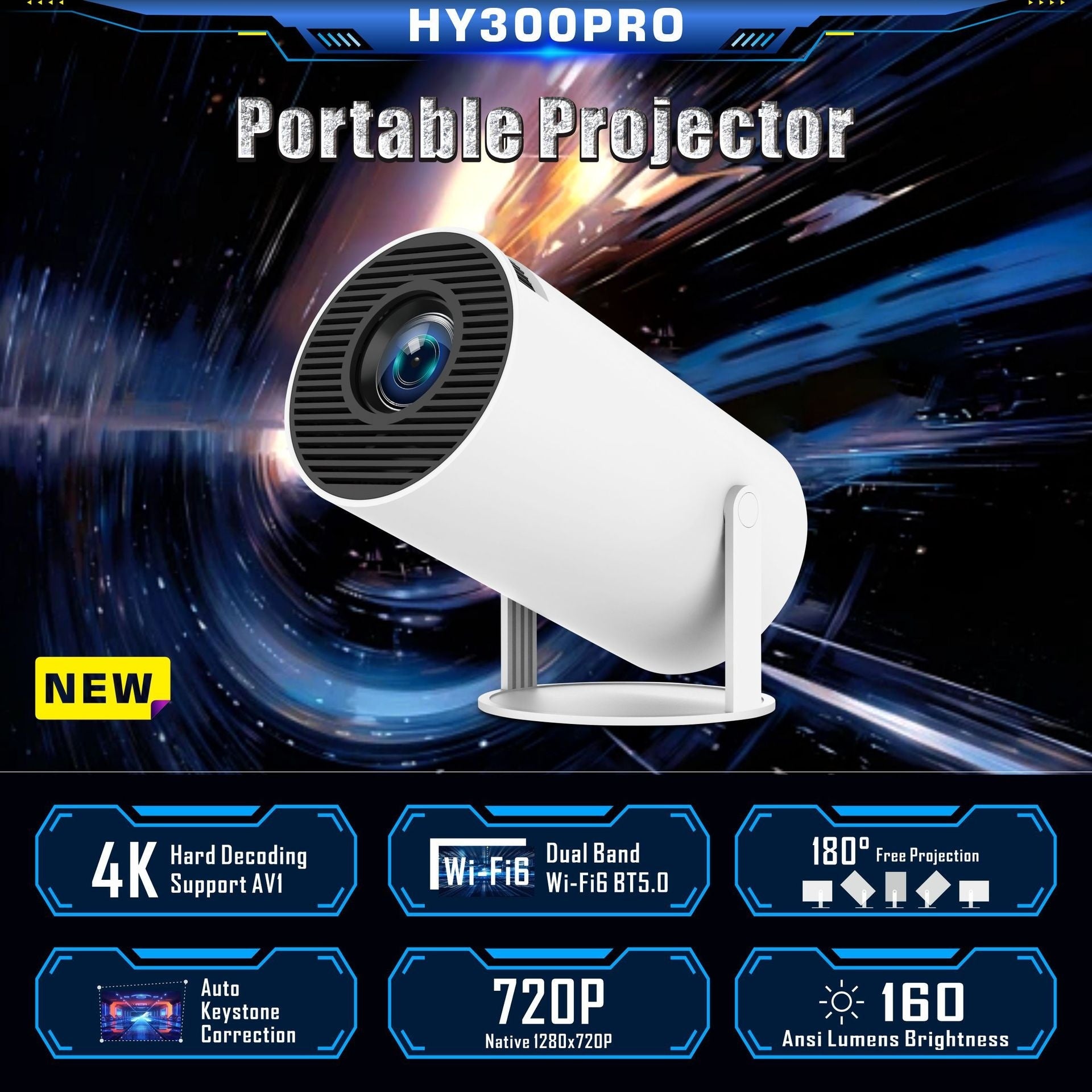 HY300 Pro Projector Home Theater Entertainment Portable Small Projec