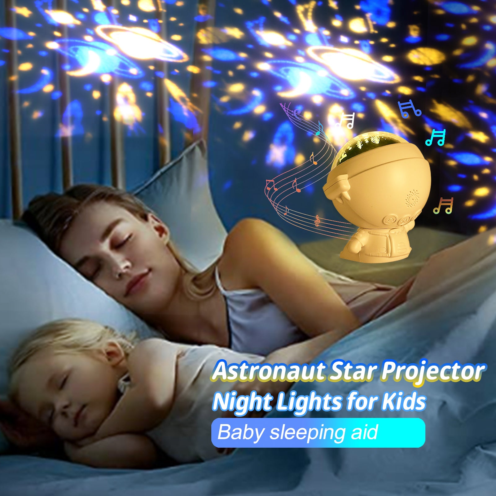 Galaxy Star Projector Starry Sky Night Light Astronaut Lamp Room Decr 